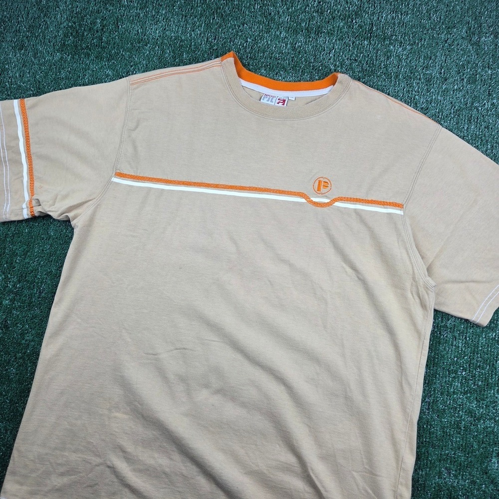 Pepe Jeans London PJL Mens XL T-Shirt Tan Orange Contrast Stitch Vintage Style